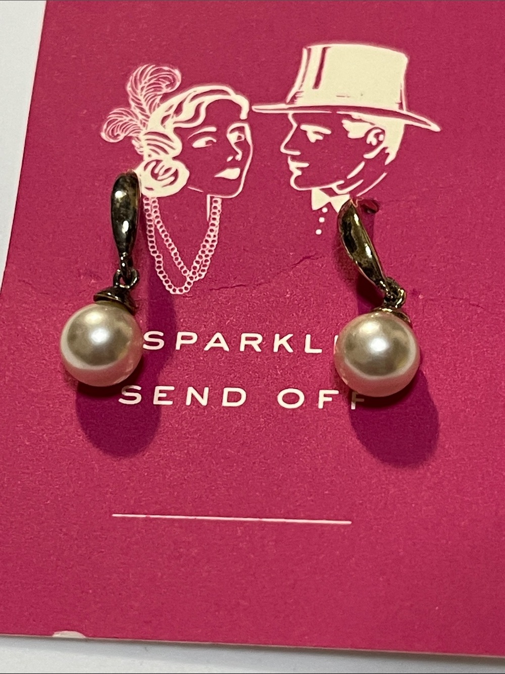 Pearl Drop Earrings with Silver-Tone Hooks